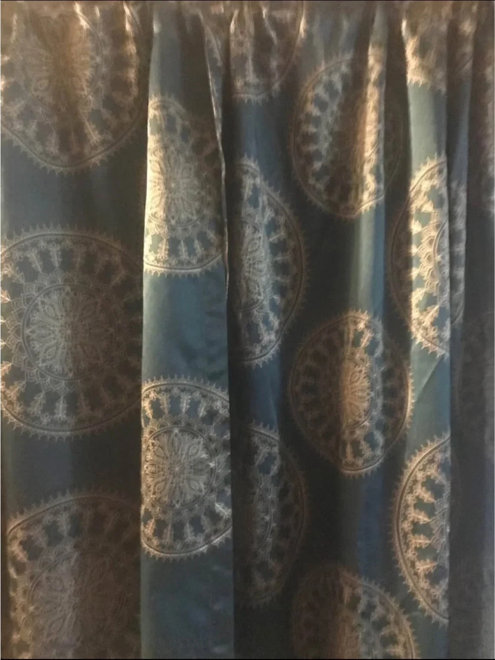 Green Medallion Pattern Home Accent Curtain Panel